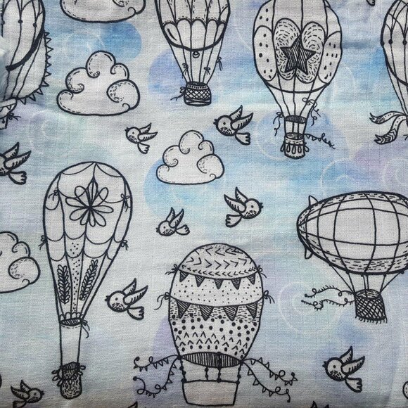 NEW! Pastel Blue Hot Air Balloons Birds Baby Toddler Minky Cotton Gauze Blanket - Picture 5 of 12